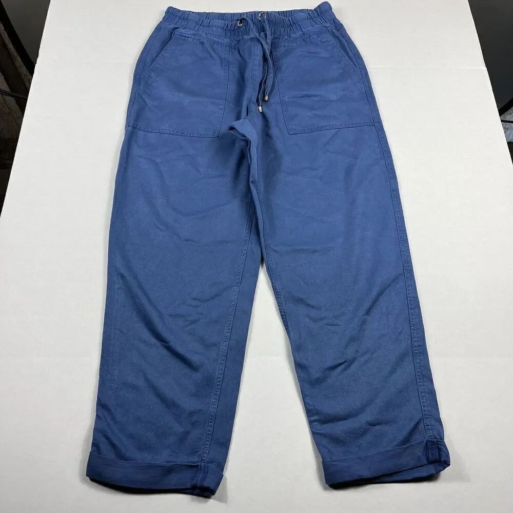 Tommy Hilfiger Womens Ankle Pants Blue Casual Chic Minimalist Drawstring SMALL